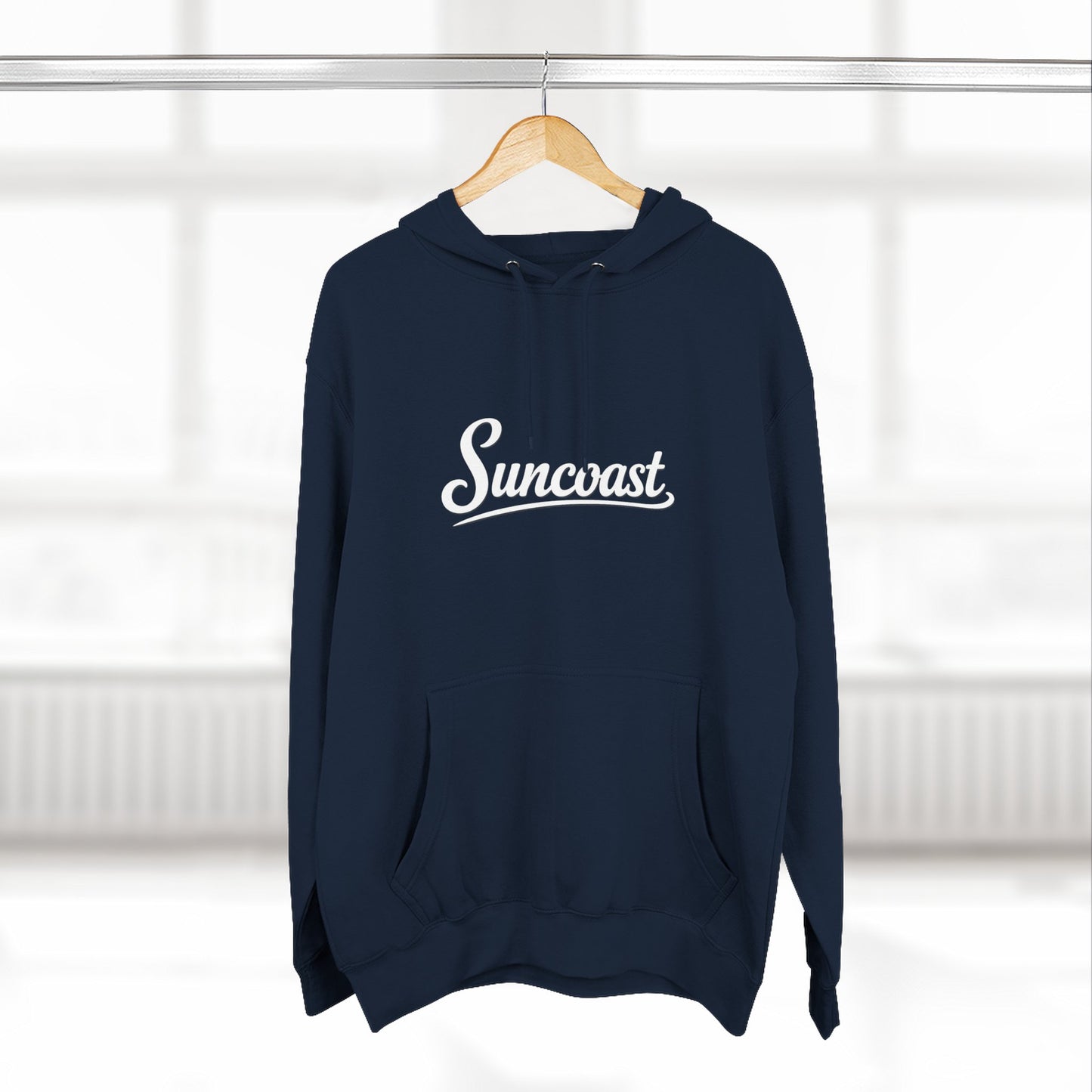 Suncoast Fleece Hoodie — Est. 2023 Sunset Boat Graphic