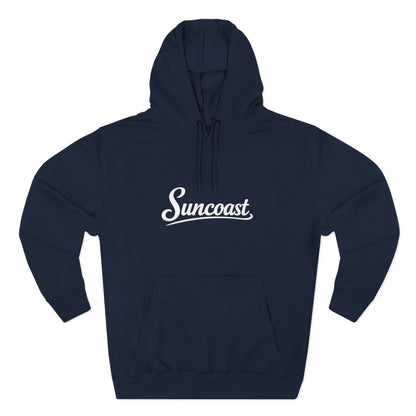 Suncoast Fleece Hoodie — Est. 2023 Sunset Boat Graphic