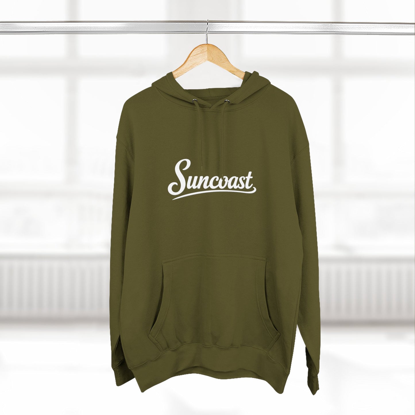 Suncoast Fleece Hoodie — Est. 2023 Sunset Boat Graphic