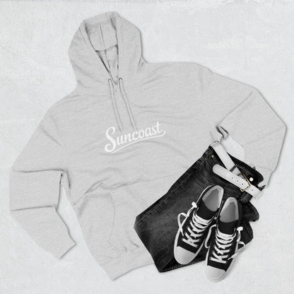 Suncoast Fleece Hoodie — Est. 2023 Sunset Boat Graphic